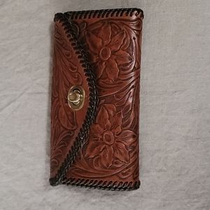 Hand tooled leather wallet